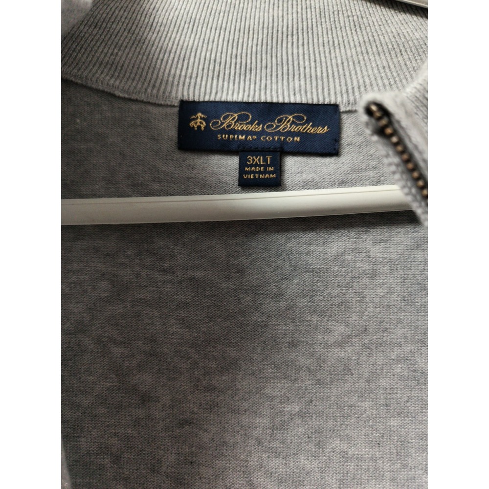 Brooks Brothers Supima Cotton 1/4 Zip Pullover Sweater Mens 3XLT Gray Heather - Picture 2 of 9